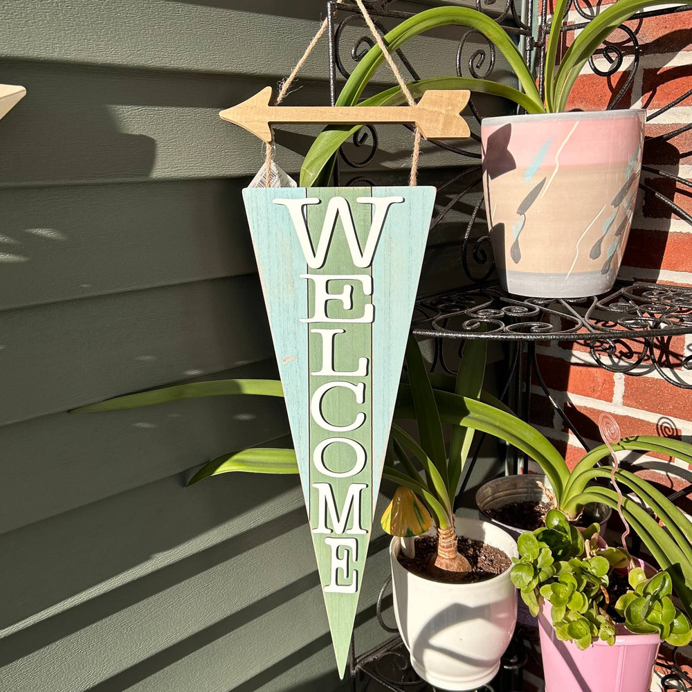 NEW Ashland Summer "Welcome" Pendant with Arrow Wooden Hanging Wall Decor